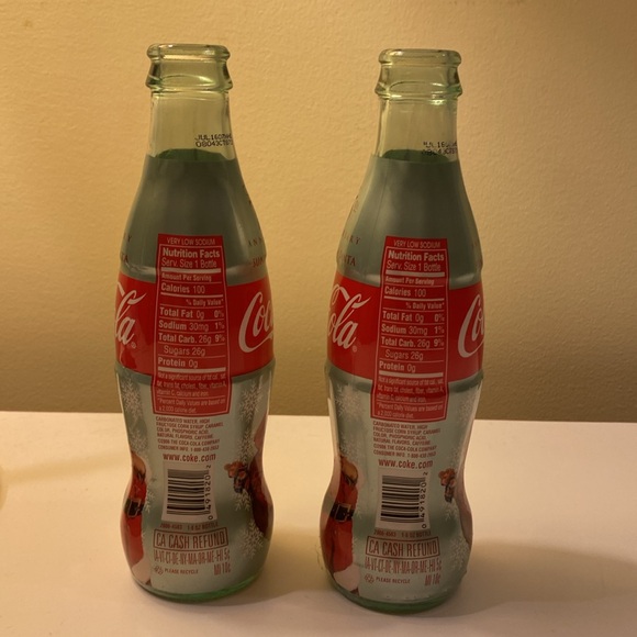 Coca Cola Santa Glass Bottles 2000’s Set of 2 - Picture 2 of 7